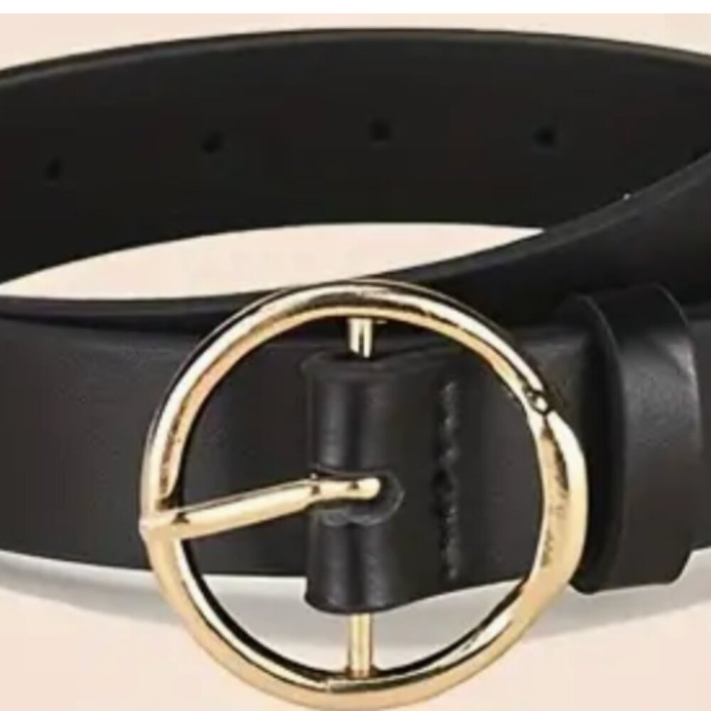 Vegan Leather Black Belt Ladies One Circle